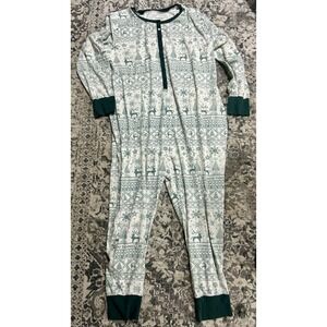 Adult Hearth And Hand Green And White Christmas Pjs One Piece Size 2X